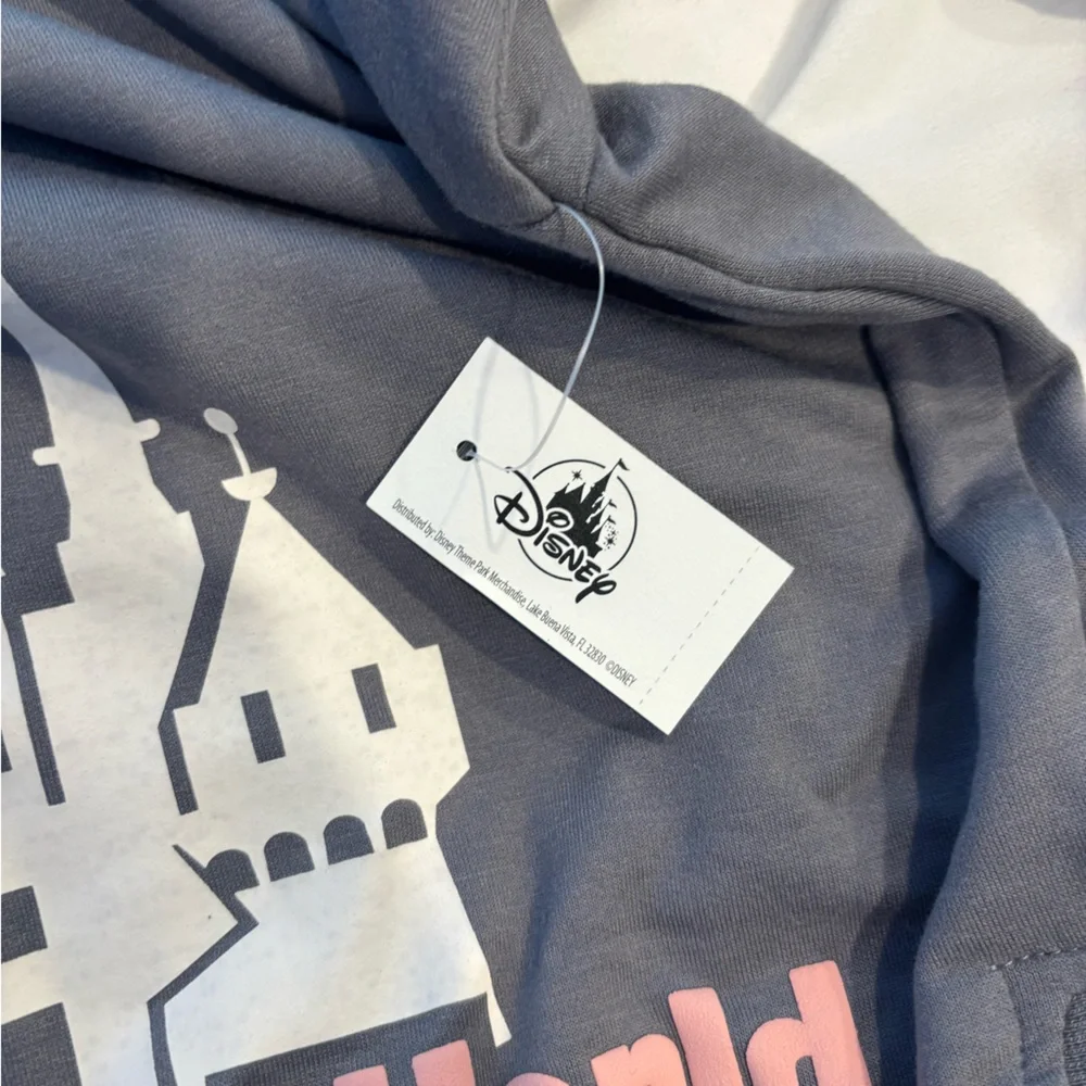 Disney Gray Magic Kingdom Castle Graphic Lightweight Crewneck Sweatshirt - Picture 7 of 12
